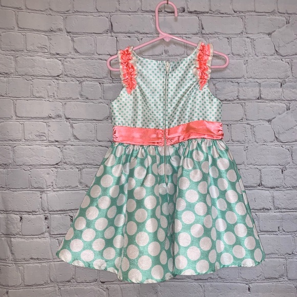 Hara Juku Mini Dress PolkaDot Mint Neon Coral/Pink - Picture 3 of 11